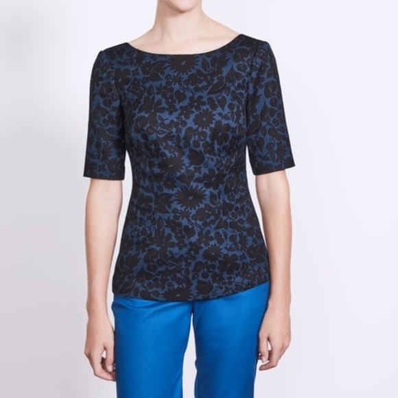 Boden Tops - Boden Fleur Fitted Floral Top Blouse V Back 10